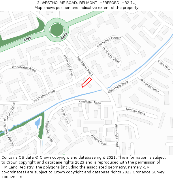 3, WESTHOLME ROAD, BELMONT, HEREFORD, HR2 7UJ: Location map and indicative extent of plot