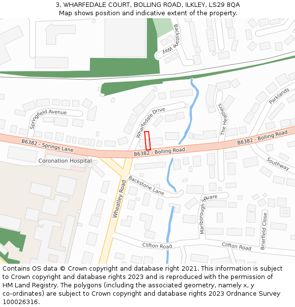 3, WHARFEDALE COURT, BOLLING ROAD, ILKLEY, LS29 8QA: Location map and indicative extent of plot
