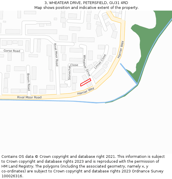 3, WHEATEAR DRIVE, PETERSFIELD, GU31 4RD: Location map and indicative extent of plot