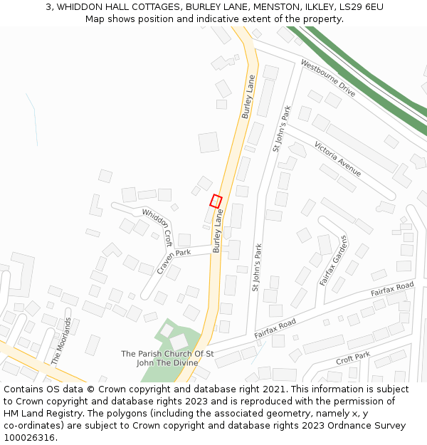3, WHIDDON HALL COTTAGES, BURLEY LANE, MENSTON, ILKLEY, LS29 6EU: Location map and indicative extent of plot