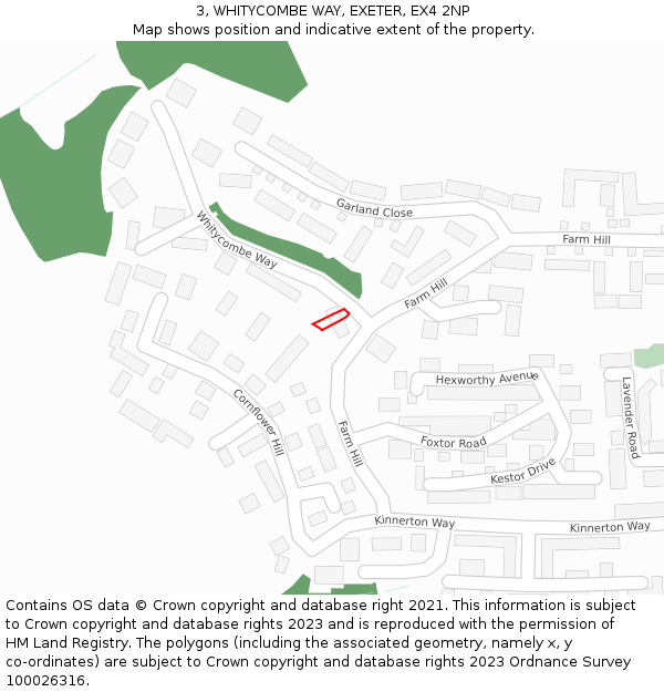 3, WHITYCOMBE WAY, EXETER, EX4 2NP: Location map and indicative extent of plot