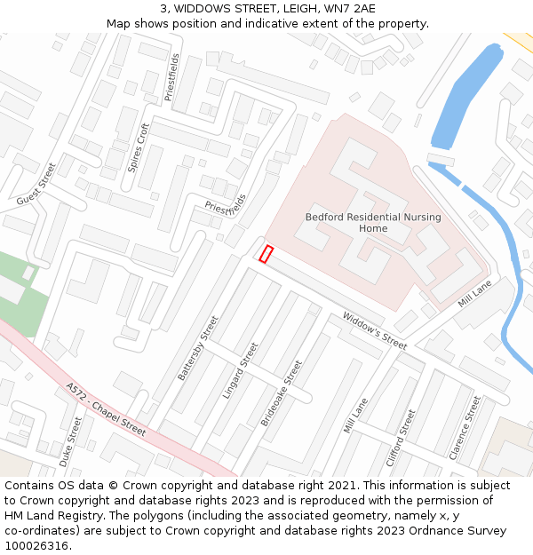 3, WIDDOWS STREET, LEIGH, WN7 2AE: Location map and indicative extent of plot