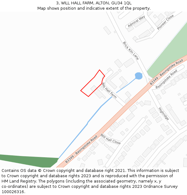 3, WILL HALL FARM, ALTON, GU34 1QL: Location map and indicative extent of plot