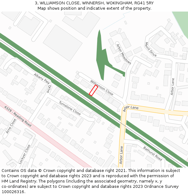 3, WILLIAMSON CLOSE, WINNERSH, WOKINGHAM, RG41 5RY: Location map and indicative extent of plot