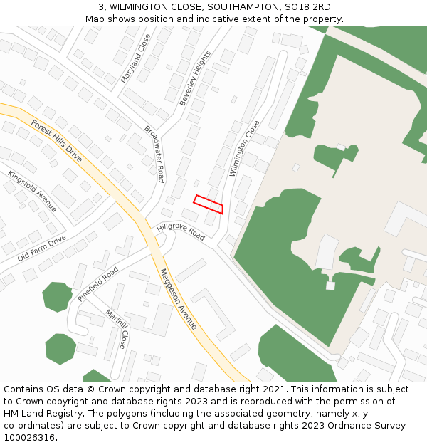 3, WILMINGTON CLOSE, SOUTHAMPTON, SO18 2RD: Location map and indicative extent of plot