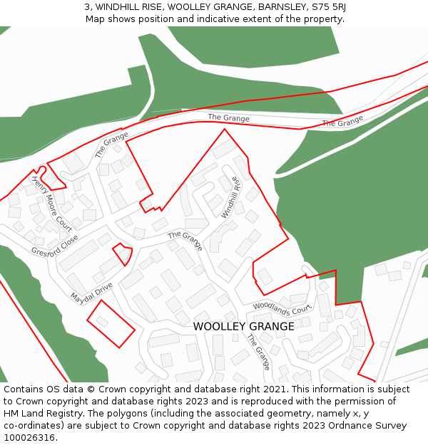 3, WINDHILL RISE, WOOLLEY GRANGE, BARNSLEY, S75 5RJ: Location map and indicative extent of plot