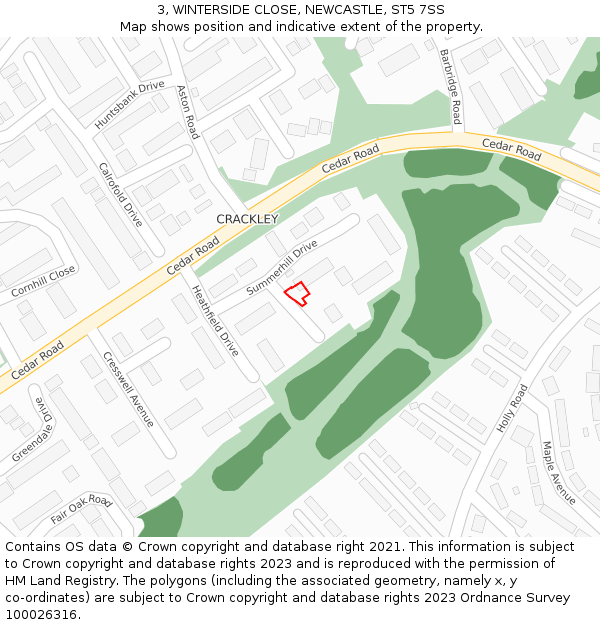 3, WINTERSIDE CLOSE, NEWCASTLE, ST5 7SS: Location map and indicative extent of plot