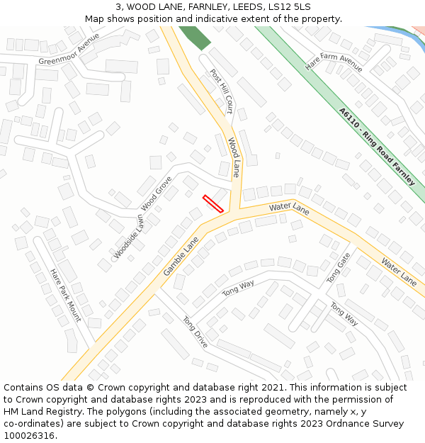 3, WOOD LANE, FARNLEY, LEEDS, LS12 5LS: Location map and indicative extent of plot