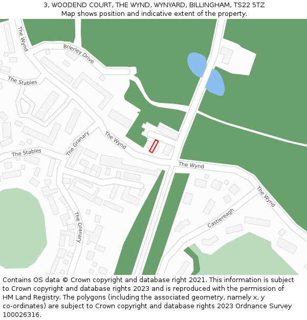 3, WOODEND COURT, THE WYND, WYNYARD, BILLINGHAM, TS22 5TZ: Location map and indicative extent of plot