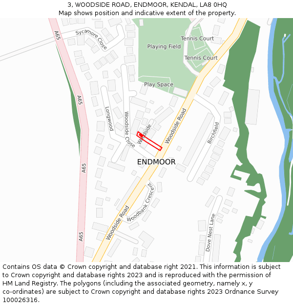 3, WOODSIDE ROAD, ENDMOOR, KENDAL, LA8 0HQ: Location map and indicative extent of plot
