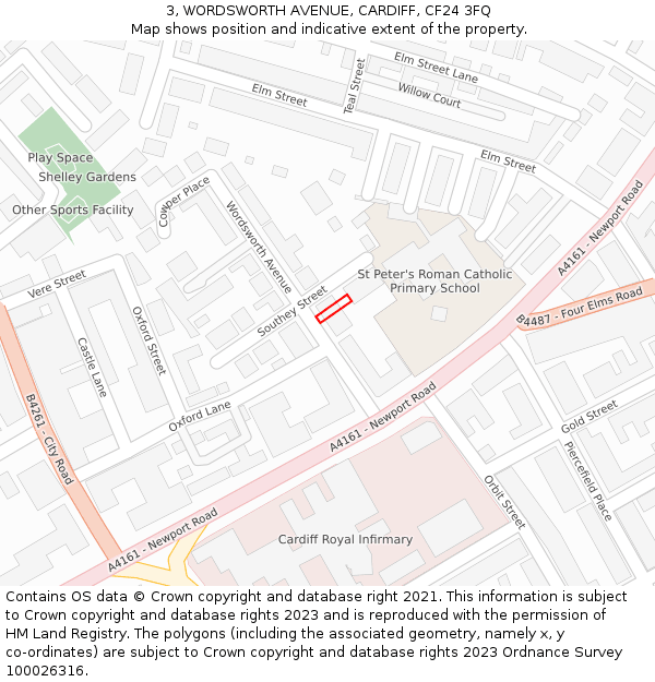 3, WORDSWORTH AVENUE, CARDIFF, CF24 3FQ: Location map and indicative extent of plot