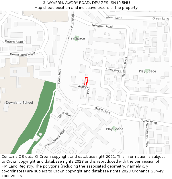 3, WYVERN, AWDRY ROAD, DEVIZES, SN10 5NU: Location map and indicative extent of plot