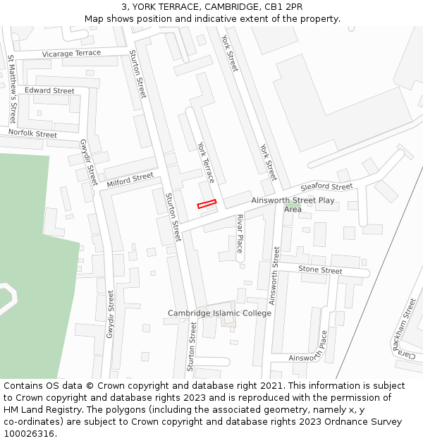 3, YORK TERRACE, CAMBRIDGE, CB1 2PR: Location map and indicative extent of plot