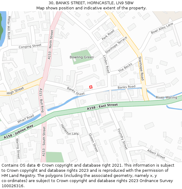 30, BANKS STREET, HORNCASTLE, LN9 5BW: Location map and indicative extent of plot