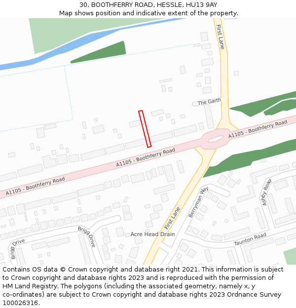 30, BOOTHFERRY ROAD, HESSLE, HU13 9AY: Location map and indicative extent of plot