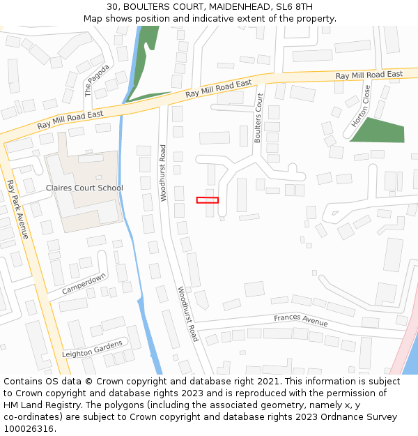 30, BOULTERS COURT, MAIDENHEAD, SL6 8TH: Location map and indicative extent of plot