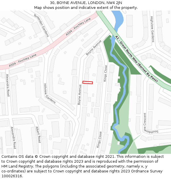 30, BOYNE AVENUE, LONDON, NW4 2JN: Location map and indicative extent of plot