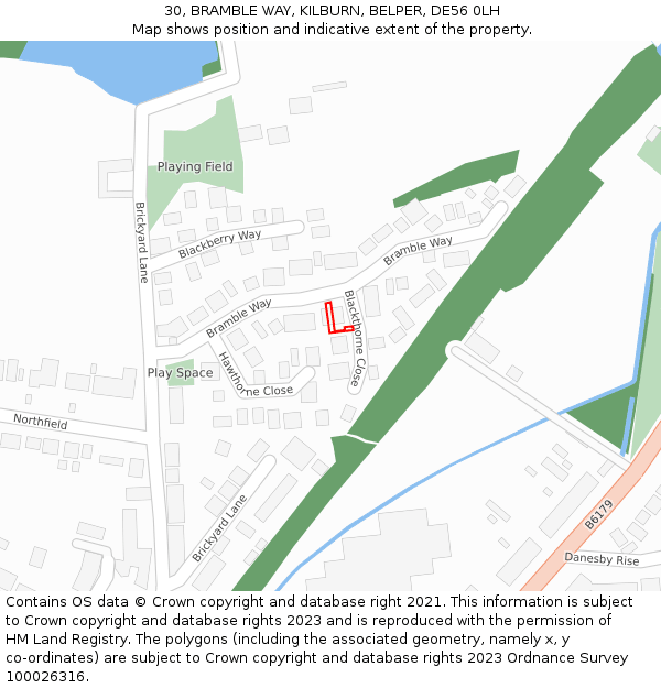 30, BRAMBLE WAY, KILBURN, BELPER, DE56 0LH: Location map and indicative extent of plot