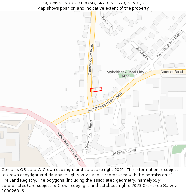 30, CANNON COURT ROAD, MAIDENHEAD, SL6 7QN: Location map and indicative extent of plot