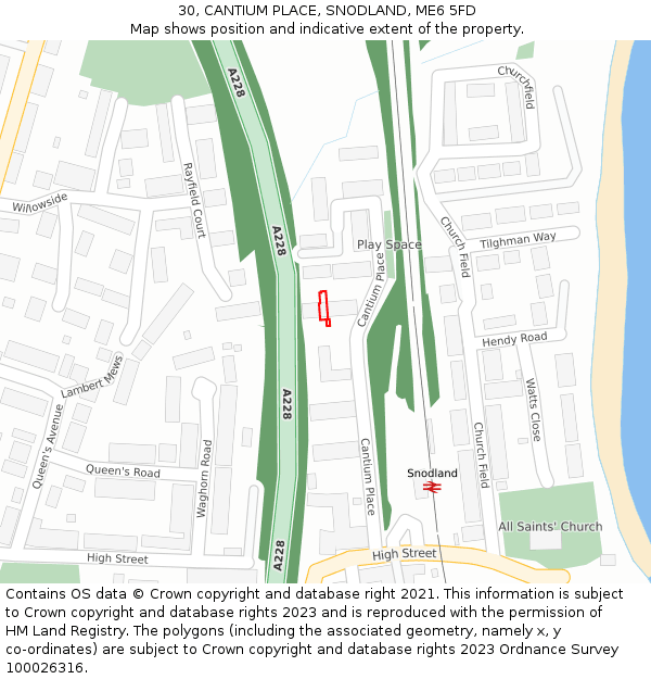 30, CANTIUM PLACE, SNODLAND, ME6 5FD: Location map and indicative extent of plot