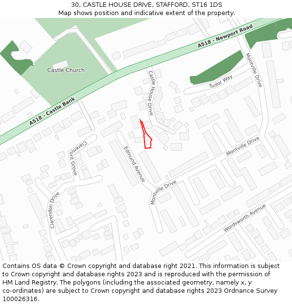 30, CASTLE HOUSE DRIVE, STAFFORD, ST16 1DS: Location map and indicative extent of plot