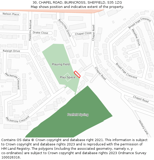 30, CHAPEL ROAD, BURNCROSS, SHEFFIELD, S35 1ZG: Location map and indicative extent of plot