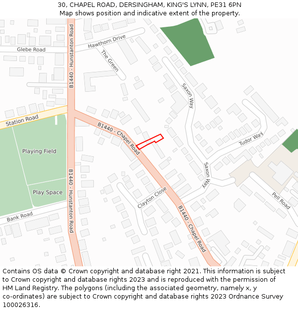 30, CHAPEL ROAD, DERSINGHAM, KING'S LYNN, PE31 6PN: Location map and indicative extent of plot