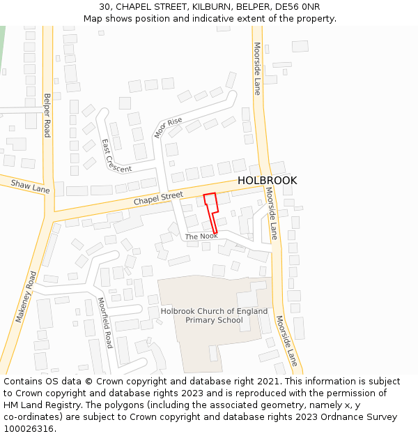 30, CHAPEL STREET, KILBURN, BELPER, DE56 0NR: Location map and indicative extent of plot