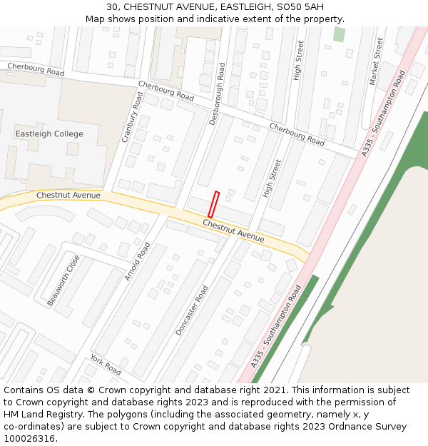 30, CHESTNUT AVENUE, EASTLEIGH, SO50 5AH: Location map and indicative extent of plot