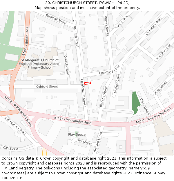30, CHRISTCHURCH STREET, IPSWICH, IP4 2DJ: Location map and indicative extent of plot