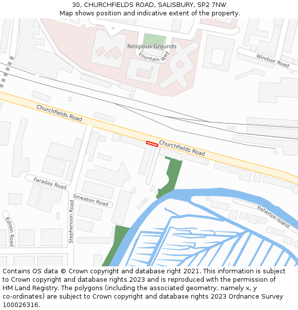 30, CHURCHFIELDS ROAD, SALISBURY, SP2 7NW: Location map and indicative extent of plot