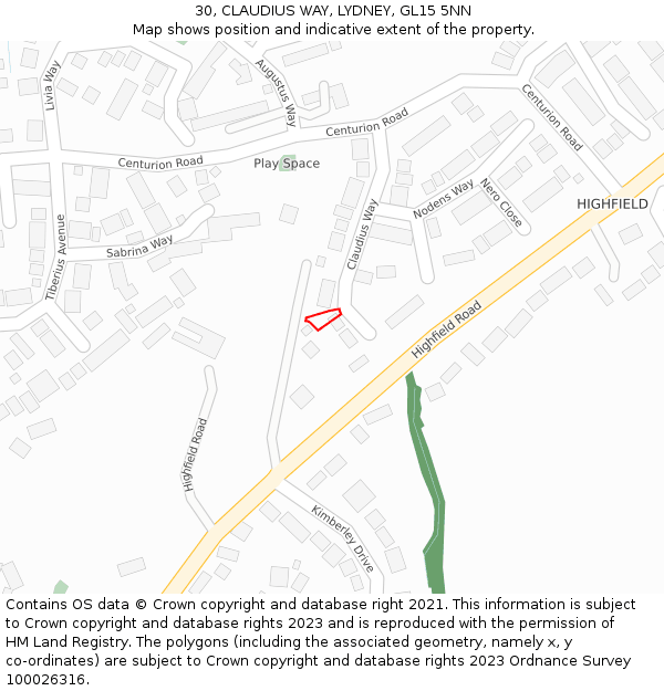 30, CLAUDIUS WAY, LYDNEY, GL15 5NN: Location map and indicative extent of plot