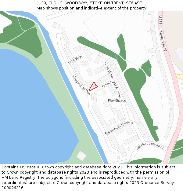 30, CLOUGHWOOD WAY, STOKE-ON-TRENT, ST6 4SB: Location map and indicative extent of plot