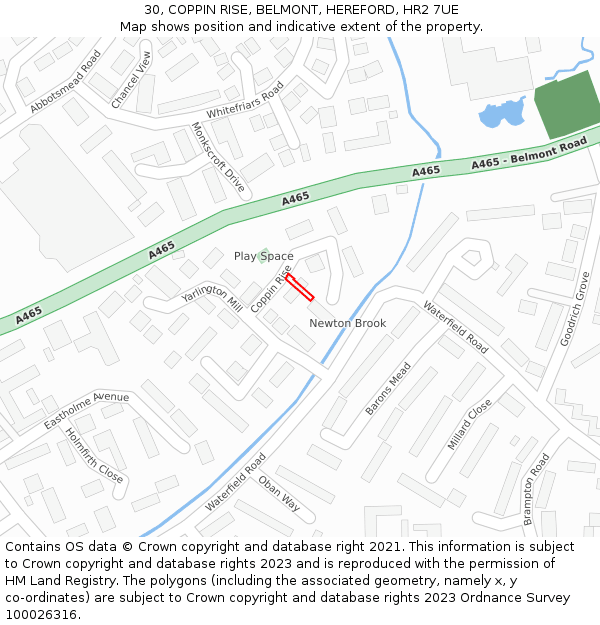30, COPPIN RISE, BELMONT, HEREFORD, HR2 7UE: Location map and indicative extent of plot