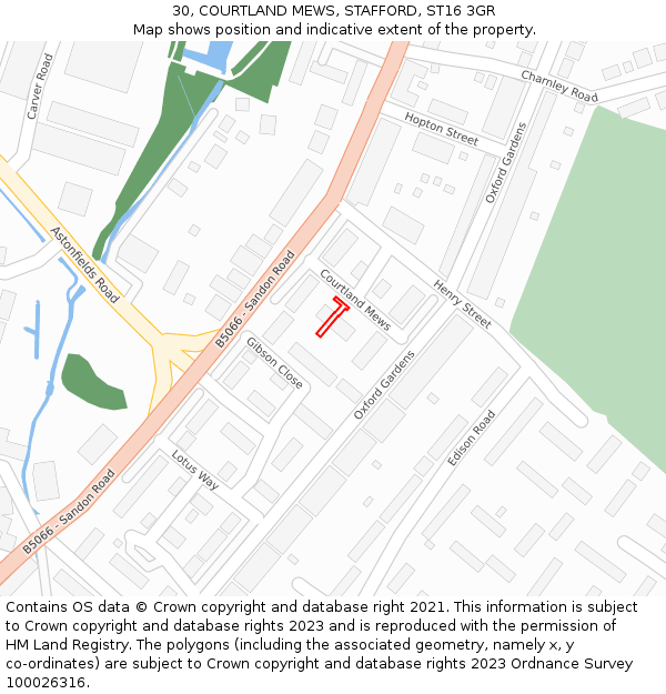 30, COURTLAND MEWS, STAFFORD, ST16 3GR: Location map and indicative extent of plot