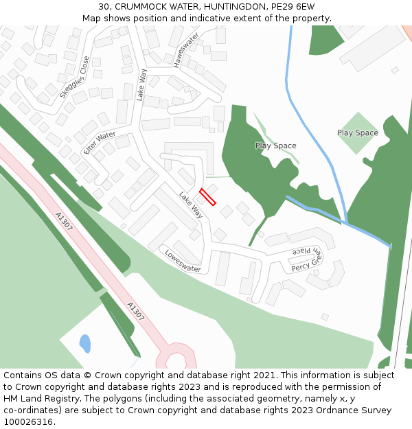 30, CRUMMOCK WATER, HUNTINGDON, PE29 6EW: Location map and indicative extent of plot