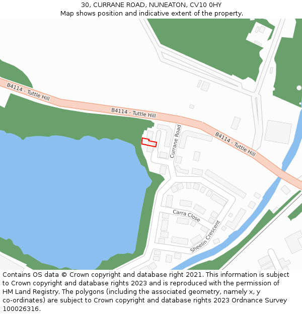 30, CURRANE ROAD, NUNEATON, CV10 0HY: Location map and indicative extent of plot