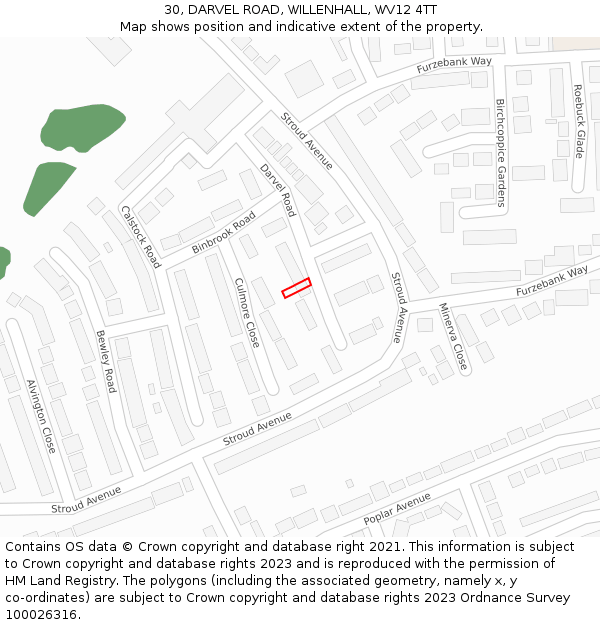 30, DARVEL ROAD, WILLENHALL, WV12 4TT: Location map and indicative extent of plot