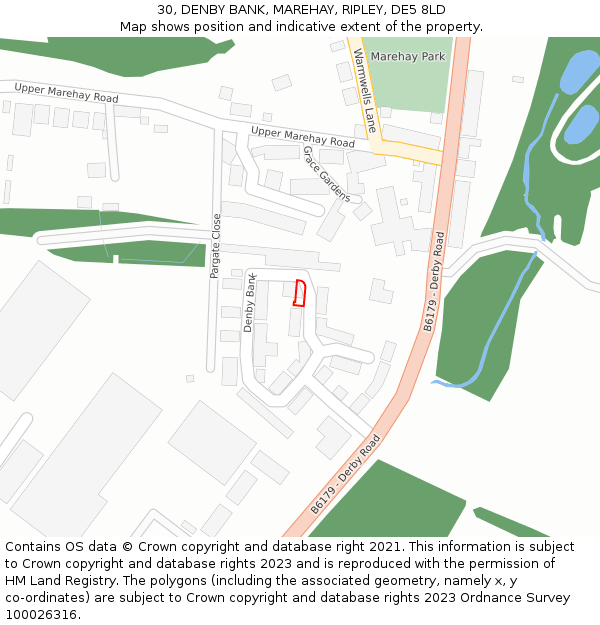 30, DENBY BANK, MAREHAY, RIPLEY, DE5 8LD: Location map and indicative extent of plot