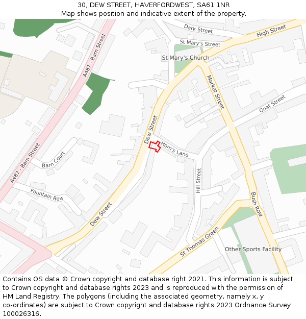 30, DEW STREET, HAVERFORDWEST, SA61 1NR: Location map and indicative extent of plot