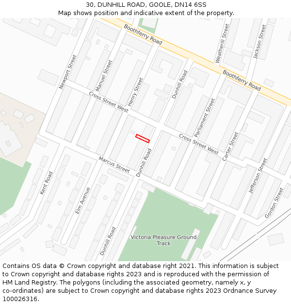 30, DUNHILL ROAD, GOOLE, DN14 6SS: Location map and indicative extent of plot