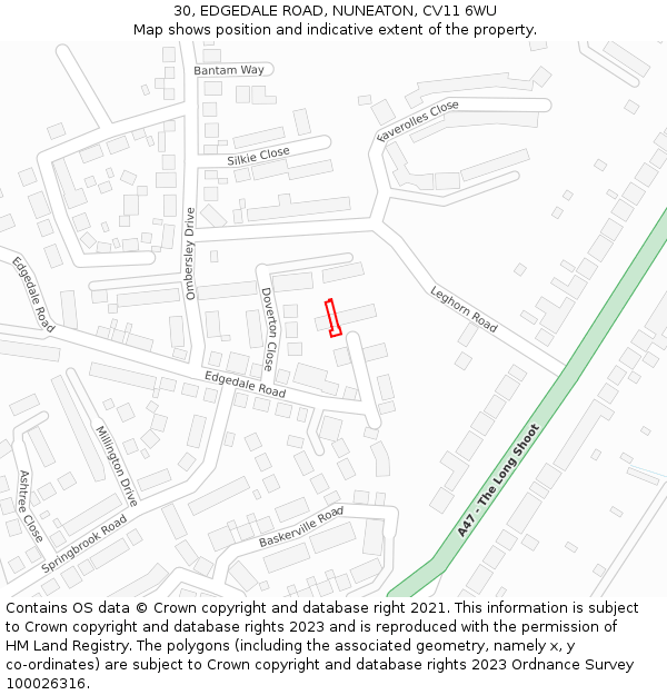30, EDGEDALE ROAD, NUNEATON, CV11 6WU: Location map and indicative extent of plot