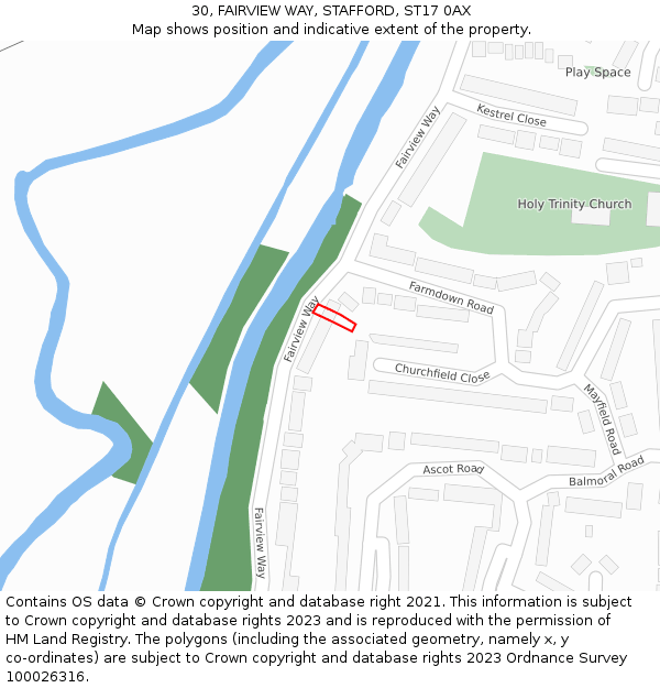 30, FAIRVIEW WAY, STAFFORD, ST17 0AX: Location map and indicative extent of plot