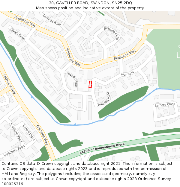 30, GAVELLER ROAD, SWINDON, SN25 2DQ: Location map and indicative extent of plot