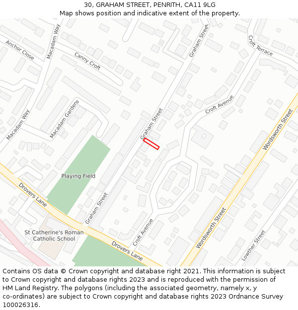30, GRAHAM STREET, PENRITH, CA11 9LG: Location map and indicative extent of plot