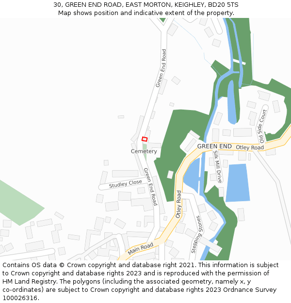30, GREEN END ROAD, EAST MORTON, KEIGHLEY, BD20 5TS: Location map and indicative extent of plot