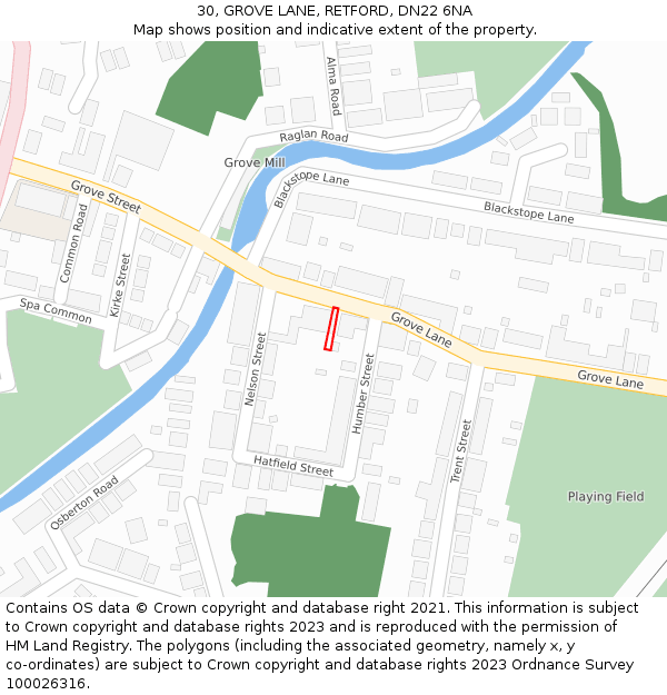 30, GROVE LANE, RETFORD, DN22 6NA: Location map and indicative extent of plot