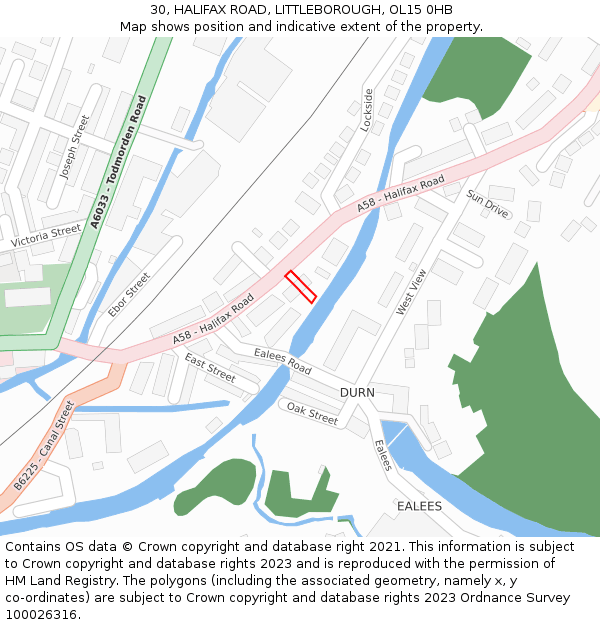 30, HALIFAX ROAD, LITTLEBOROUGH, OL15 0HB: Location map and indicative extent of plot