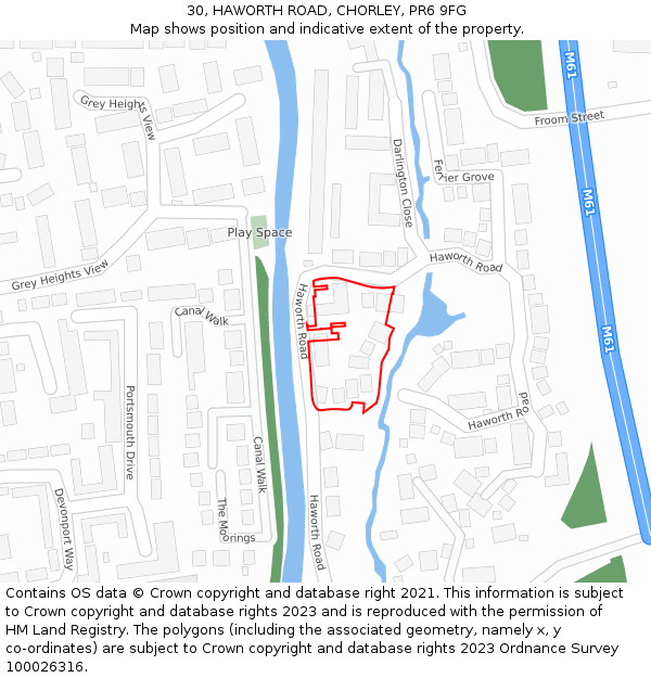 30, HAWORTH ROAD, CHORLEY, PR6 9FG: Location map and indicative extent of plot