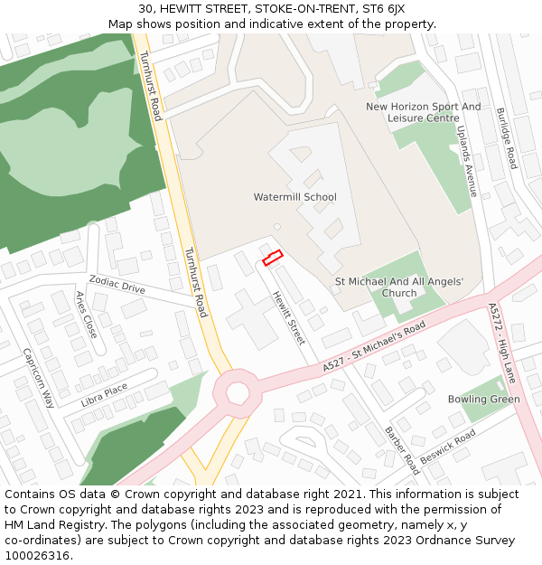 30, HEWITT STREET, STOKE-ON-TRENT, ST6 6JX: Location map and indicative extent of plot